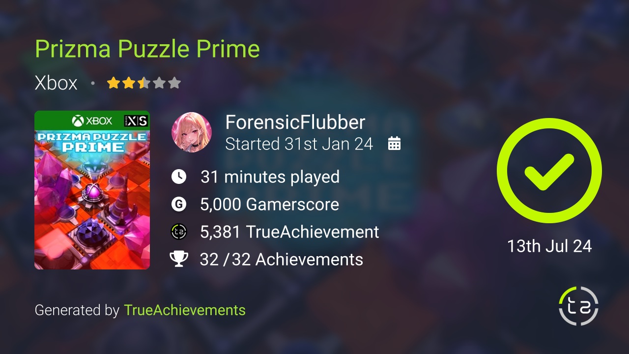 Prizma Puzzle Prime achievement summary
